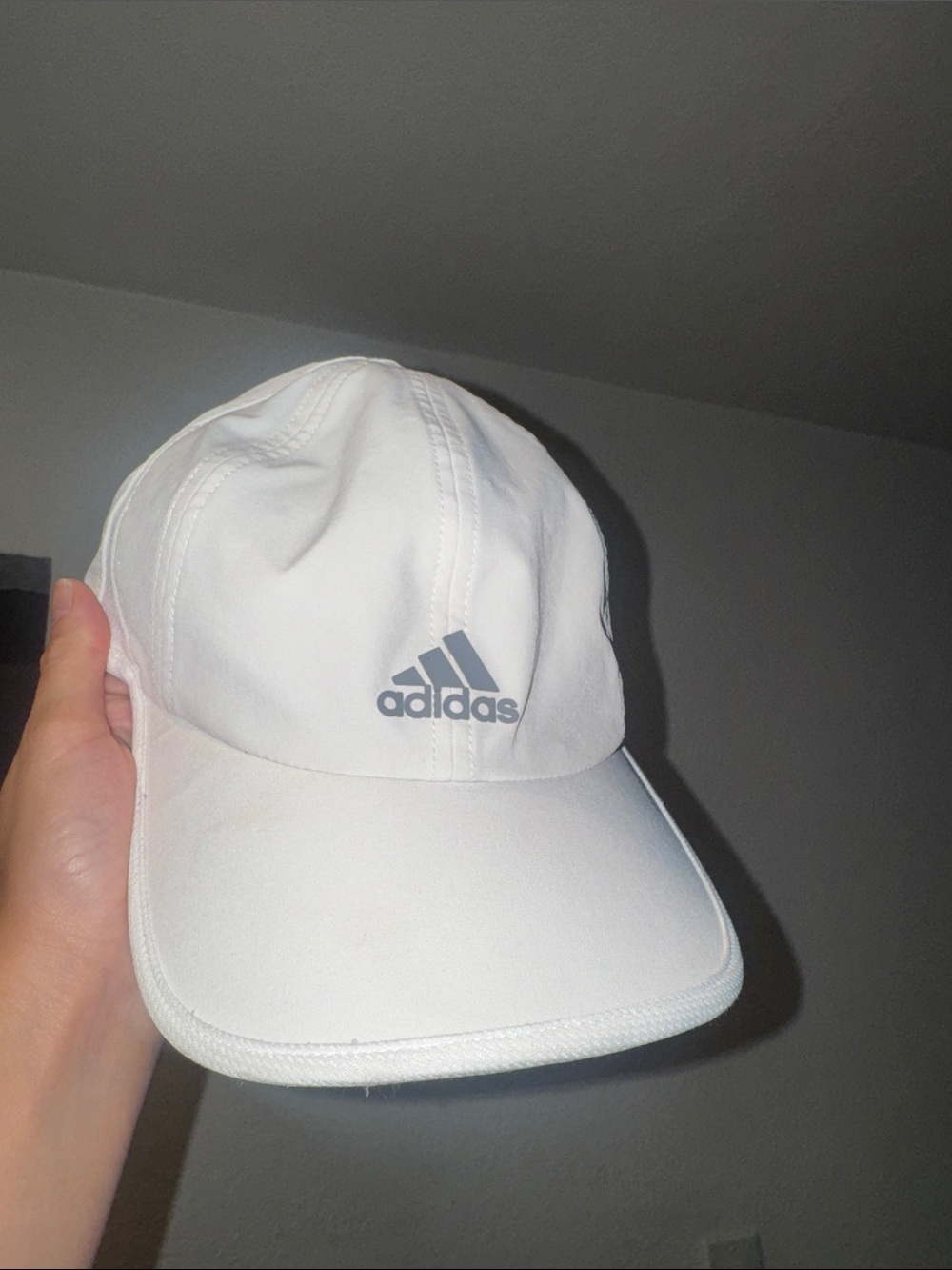 adidas Kids White Baseball Hat with Gray Logo